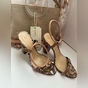 Bundle Schultz  Snake-Print Block Heel Sandals (sz 9)and Madison West Clear bag